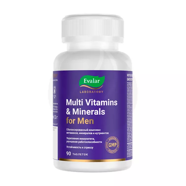 Изображение товара Мужские мультивитамины Эвалар Лаборатория Мультивитамины и минералы (90 таблеток) Изображение товара Мужские мультивитамины Эвалар Лаборатория Мультивитамины и минералы (90 таблеток)