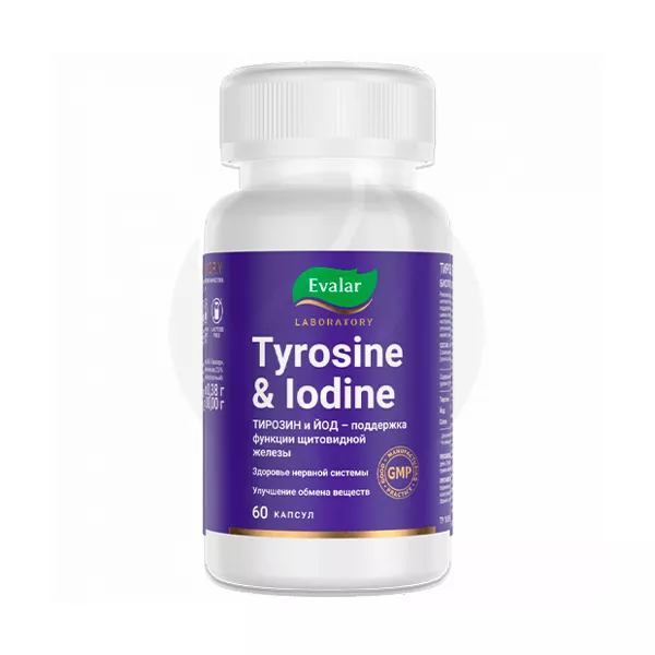 Изображение товара Эвалар Лаборатория Тирозин йод капсулы 60 шт для щитовидной железы и обмена веществ