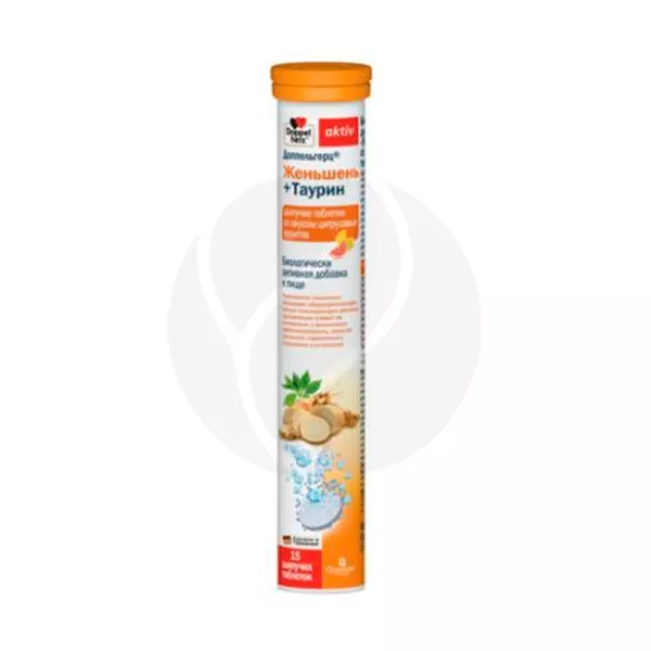 Изображение товара Доппельгерц Актив Женьшень+Таурин таблетки шипучие цитрусовые 15 шт