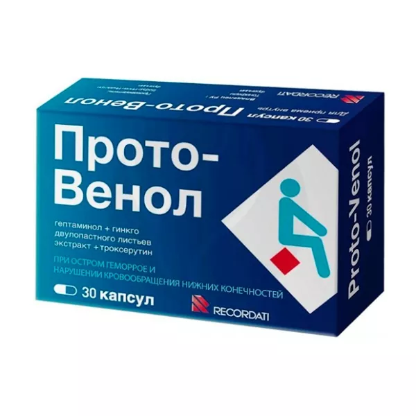 Изображение товара Прото-венол капсулы No30 - препарат для сосудистой системы, Франция