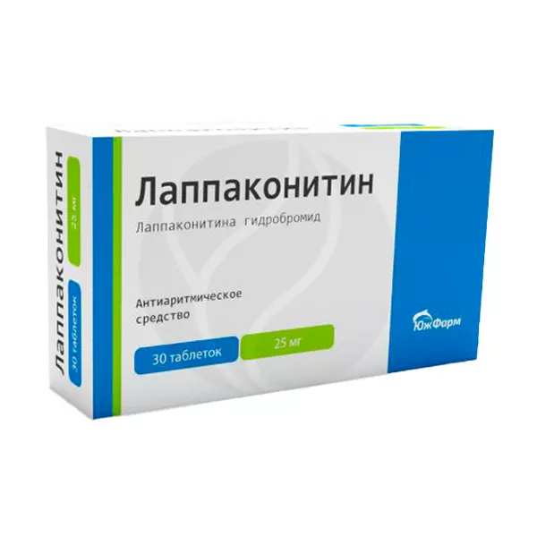 Изображение товара Лекарство Лаппаконитин 25мг таблетки 30 шт от Южфарм Изображение товара Лекарство Лаппаконитин 25мг таблетки 30 шт от Южфарм