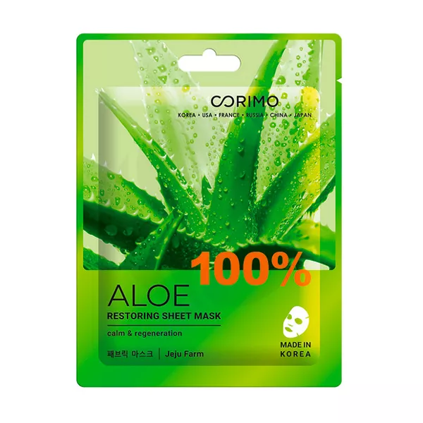 Изображение товара Corimo маска тканевая для лица восстановление 100% Aloe, 22г Изображение товара Corimo маска тканевая для лица восстановление 100% Aloe, 22г