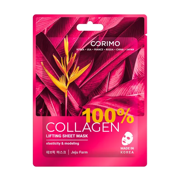 Изображение товара Corimo Тканевая маска для лица лифтинг 100% Collagen 22г ухаживающая маска Изображение товара Corimo Тканевая маска для лица лифтинг 100% Collagen 22г ухаживающая маска