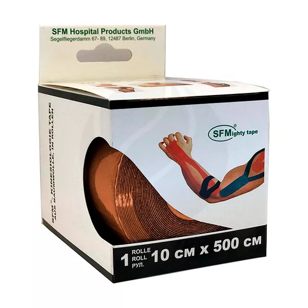 Изображение товара Кинезиологическая лента SFM 10 см Х 500 см для поддержки суставов Изображение товара Кинезиологическая лента SFM 10 см Х 500 см для поддержки суставов