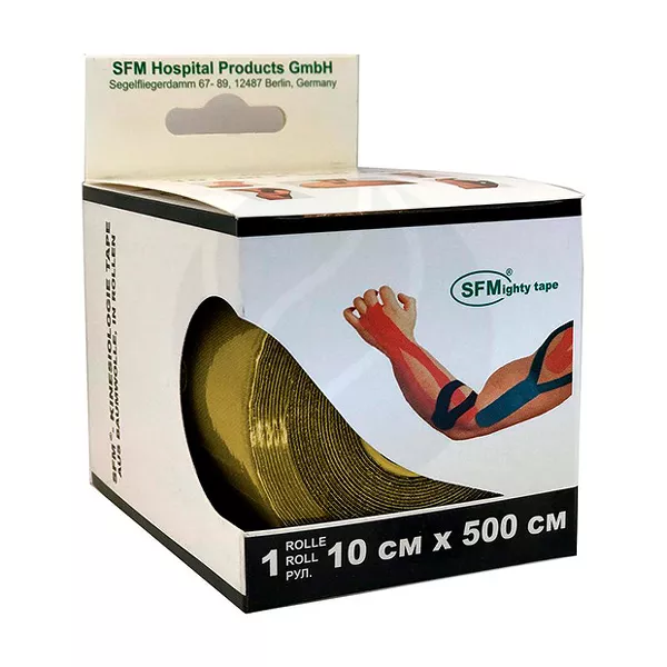 Изображение товара SFM Лента кинезиологическая хлопковая основа цвет желтый, (10см*500см)