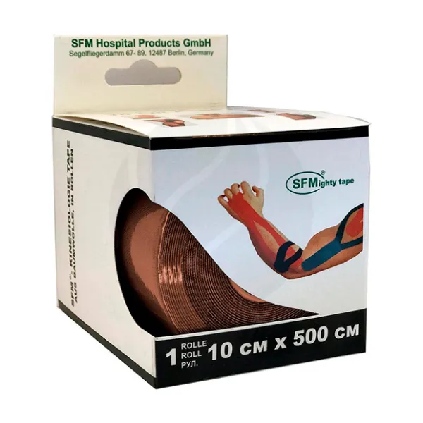 Изображение товара SFM Лента кинезиологическая хлопковая основа цвет оранжевый, (10см*500см)