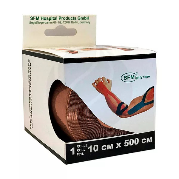 Изображение товара SFM Кинезиологическая лента хлопковая оранжевая 10 см х 500 см для поддержки мышц и суставов