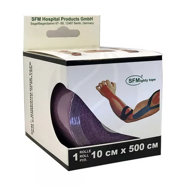 Изображение товара Кинезиологическая лента SFM хлопковая 10см х 500см фиолетовая для спорта и реабилитации