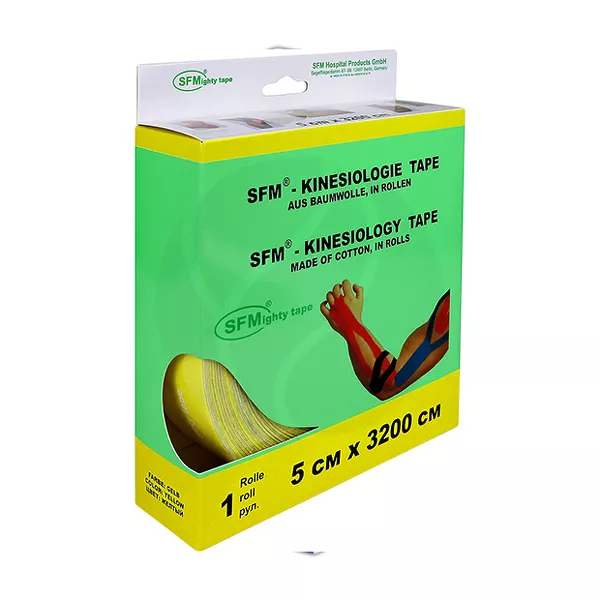 Изображение товара Кинезиотейп SFM 5 см Х 3200 см желтый для лечения травм