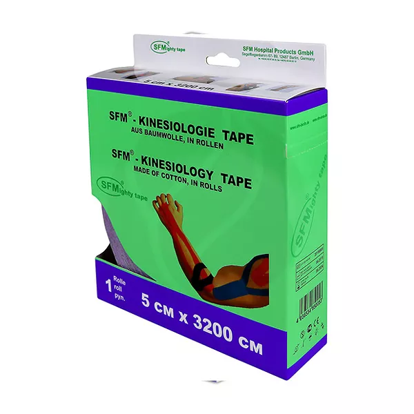 Изображение товара Кинезиотейп SFM хлопковый фиолетовый 5см 3200см для поддержки мышц и суставов