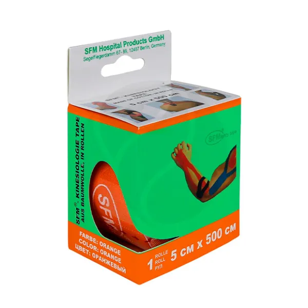 Изображение товара Кинезио тейп SFM оранжевого цвета 5см*500см