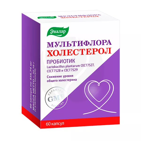 Изображение товара Эвалар Мультифлора Холестерол капсулы 60 шт для снижения холестерина и здоровья кишечника