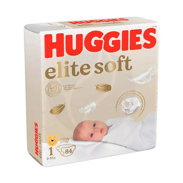 Изображение товара Подгузники для новорожденных Huggies Elite Soft 1 (3-5 кг), 84 шт Изображение товара Подгузники для новорожденных Huggies Elite Soft 1 (3-5 кг), 84 шт