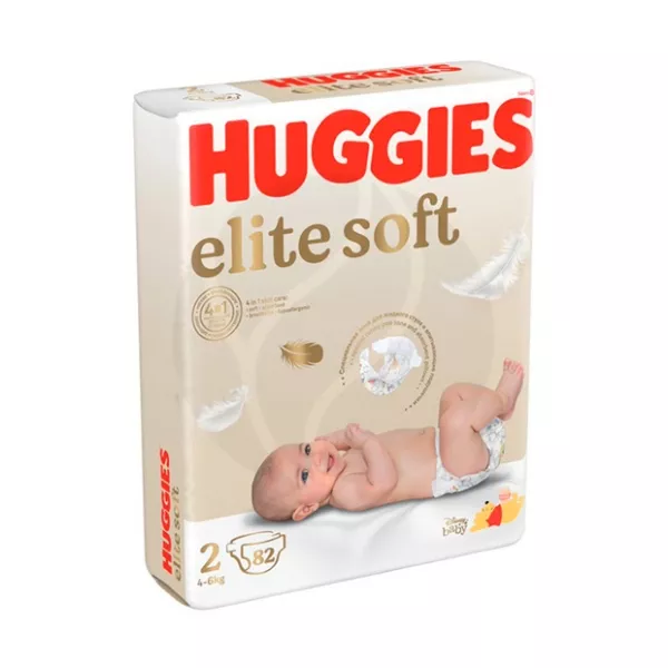 Изображение товара Huggies Elite Soft 2 подгузники для новорожденных 4-6 кг 82 шт гипоаллергенные