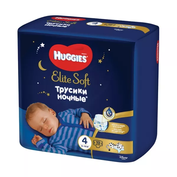 Huggies Elite Soft 4 подгузники-трусики (9-14кг), 19шт
