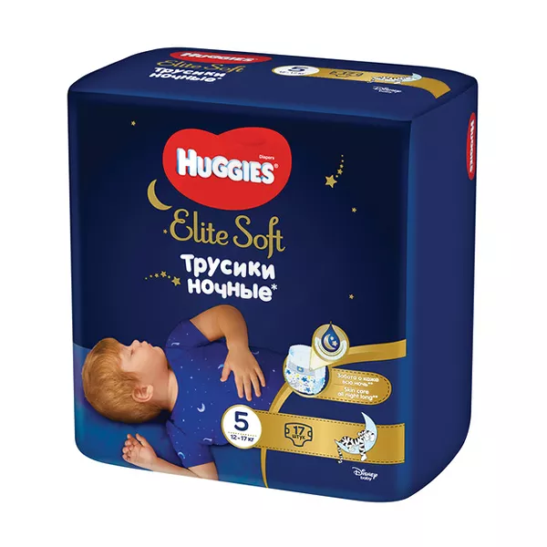 Huggies Elite Soft 5 подгузники-трусики ночные (12-17кг), 17шт