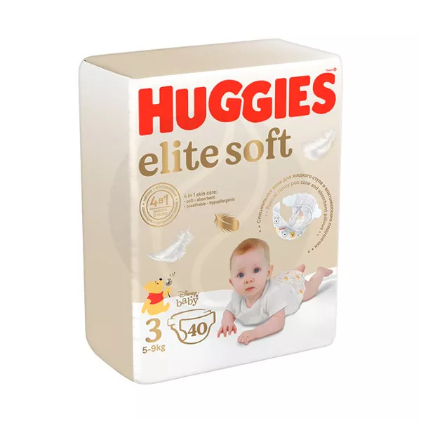 Изображение товара Huggies Elite Soft 3 подгузники (5-9кг), 40шт Изображение товара Huggies Elite Soft 3 подгузники (5-9кг), 40шт