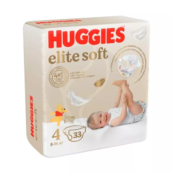 Huggies Elite Soft 4 подгузники (8-14кг), 33шт