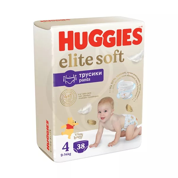 Изображение товара Huggies Elite Soft 4 подгузники-трусики (9-14кг), 38шт Изображение товара Huggies Elite Soft 4 подгузники-трусики (9-14кг), 38шт