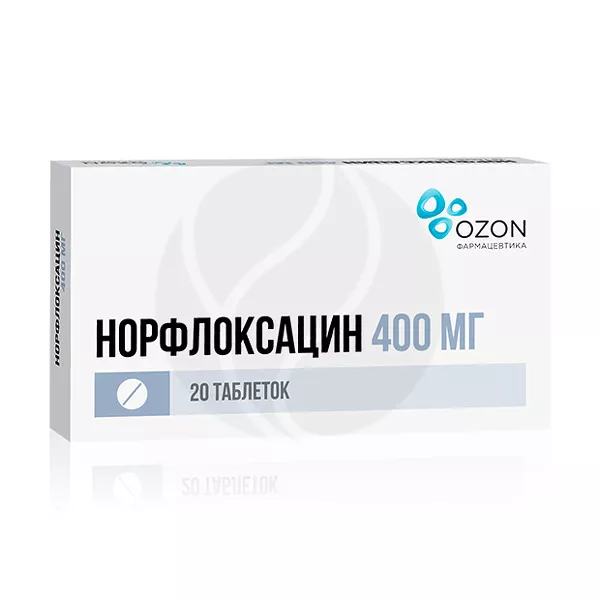 Изображение товара Норфлоксацин Озон таблетки покрыт. п/о 400мг, №20 Изображение товара Норфлоксацин Озон таблетки покрыт. п/о 400мг, №20