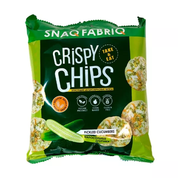 Изображение товара Цельнозерновые малосольные огурчики Snaq Fabriq 50г - полезные хрустящие чипсы
