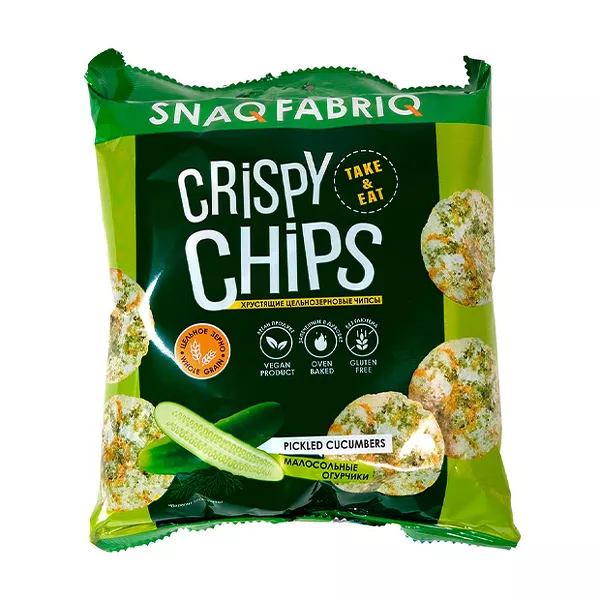 Изображение товара Цельнозерновые малосольные огурчики Snaq Fabriq 50г - полезные хрустящие чипсы