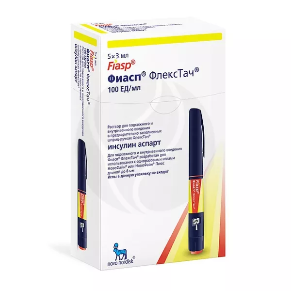 Изображение товара Фиасп ФлексПен раствор для инъекций 100 ЕД/мл 3 мл №5