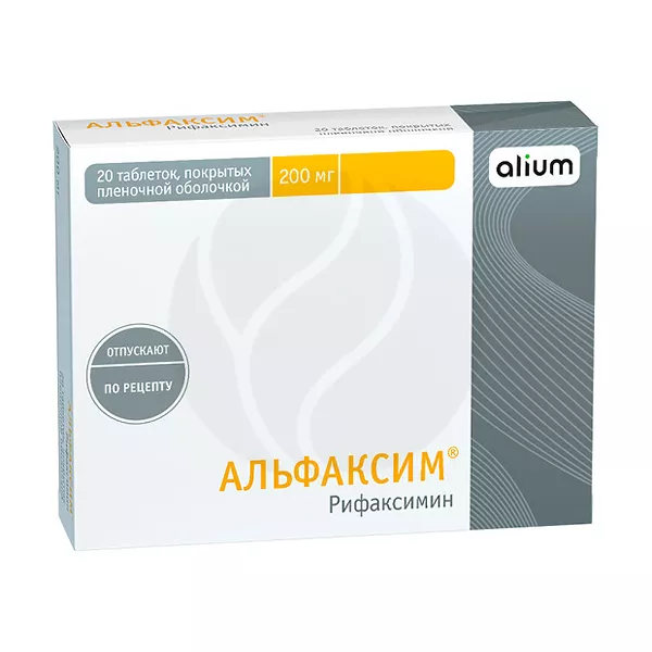 Изображение товара Альфаксим таблетки покрыт. п/о 200мг, №20 Изображение товара Альфаксим таблетки покрыт. п/о 200мг, №20