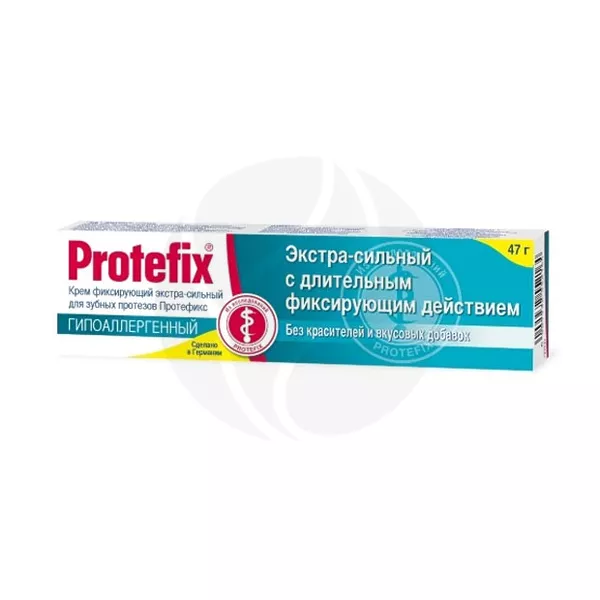 Изображение товара Экстра-сильный крем для фиксации зубных протезов ProteFix 47г Изображение товара Экстра-сильный крем для фиксации зубных протезов ProteFix 47г
