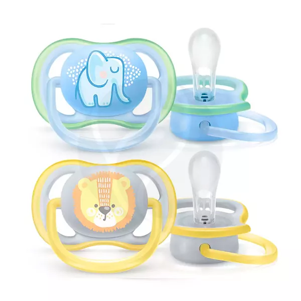 Avent Ultra Air пустышка силиконовая+футляр (0-6мес) цвет в ассорт., 2шт