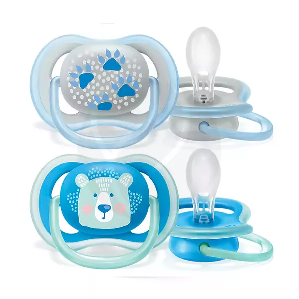 Avent Ultra Air пустышка силиконовая+футляр (6-18 мес) цвет в ассорт., 2шт