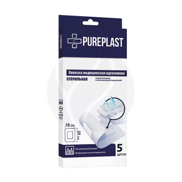 Изображение товара Pureplast повязка фиксирующая медицинская 10см*25см, №5 для защиты ран