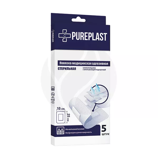 Изображение товара Pureplast повязка фиксирующая медицинская 10см*25см, №5 для защиты ран Изображение товара Pureplast повязка фиксирующая медицинская 10см*25см, №5 для защиты ран