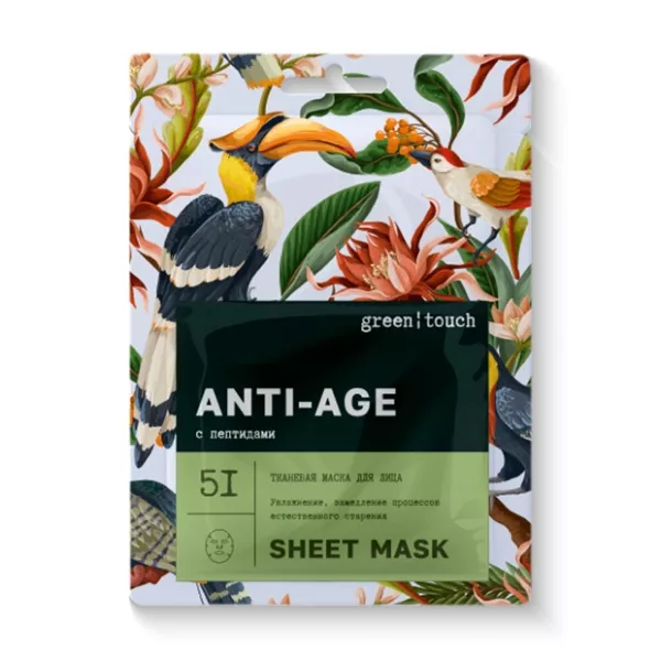 Изображение товара Green touch Anti-Age тканевая маска с пептидами и зеленым чаем 24мл