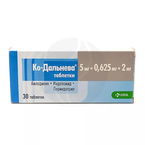 Изображение товара Ко-Дальнева таблетки 5мг+0,625мг+2мг, №30 Изображение товара Ко-Дальнева таблетки 5мг+0,625мг+2мг, №30