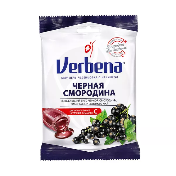 Изображение товара Леденцы Verbena черная смородина 60г с витамином C Изображение товара Леденцы Verbena черная смородина 60г с витамином C
