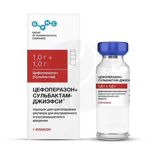 Цефоперазон и Сульбактам Джиэфси порошок д/пригот. р-ра д/инъекций  1г+1г, №1
