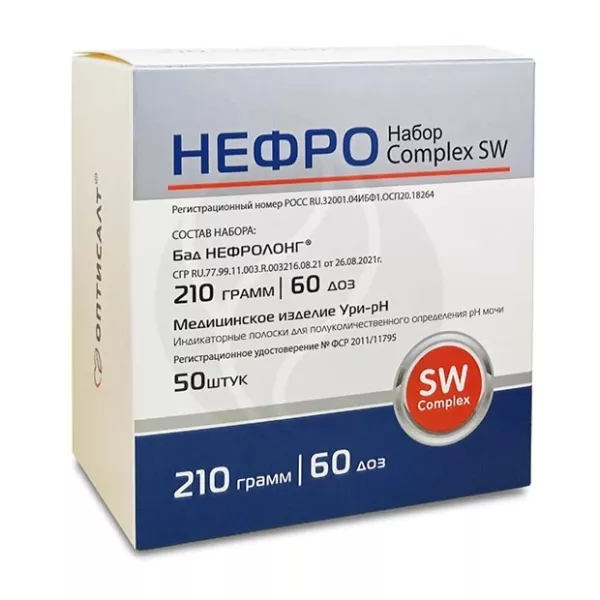 Изображение товара Нефро набор Нефролонг: порошок и тест полоски для контроля pH
