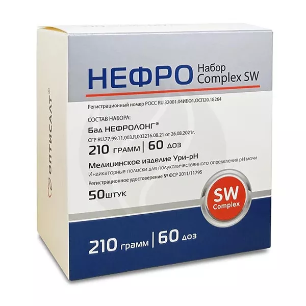 Изображение товара Нефро набор Нефролонг: порошок и тест полоски для контроля pH