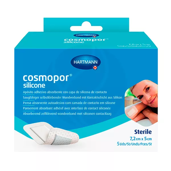 Изображение товара Hartmann Cosmopor silicone повязка впитывающая (7,2x5см), №5 Изображение товара Hartmann Cosmopor silicone повязка впитывающая (7,2x5см), №5