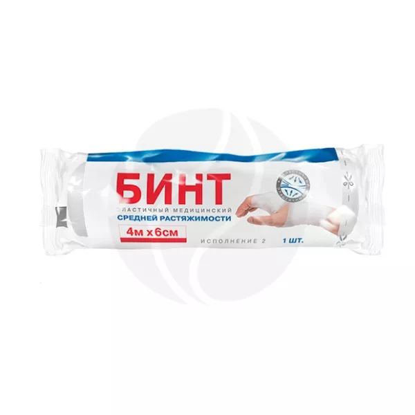 Бинт нестерильный эластичный медицинский средней растяжимости, (4м*6см)