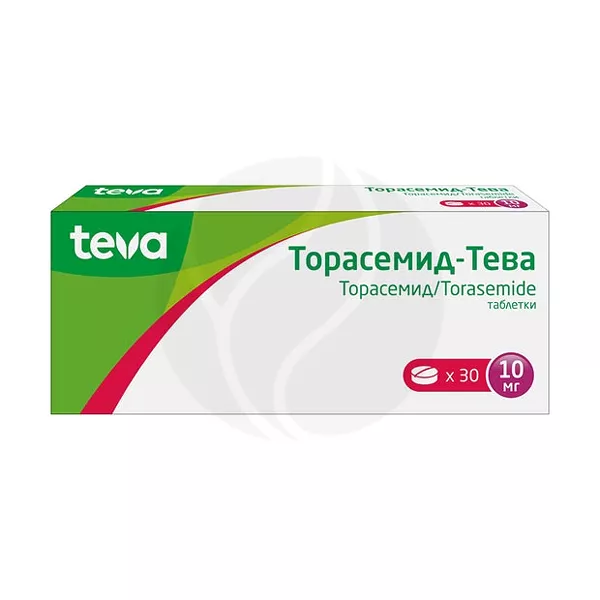 Изображение товара Торасемид-Тева таблетки 10мг, 30шт хроническая гипертония и отеки Изображение товара Торасемид-Тева таблетки 10мг, 30шт хроническая гипертония и отеки