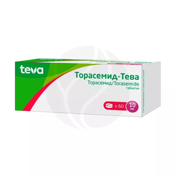Изображение товара Торасемид-Тева таблетки 10мг для лечения отеков и гипертензии Изображение товара Торасемид-Тева таблетки 10мг для лечения отеков и гипертензии
