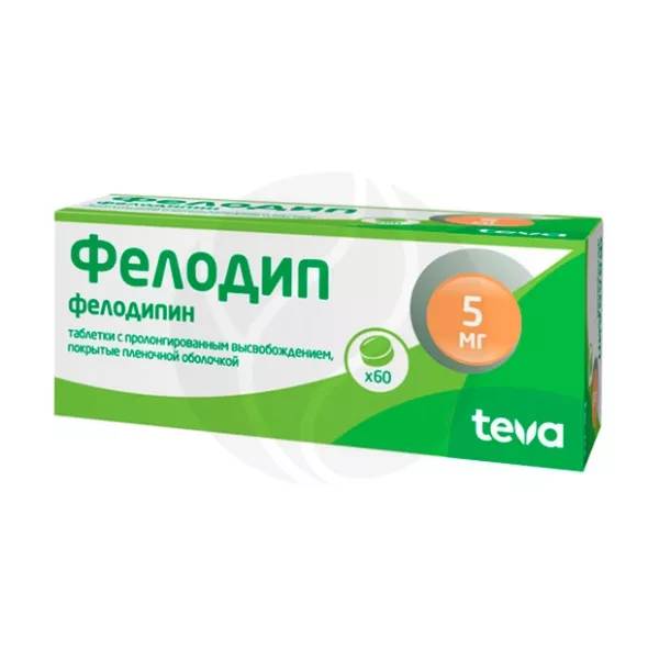 Фелодип таблетки с пролонг. высвоб. покрыт. п/о 5мг, №60 Клоке-Фарма