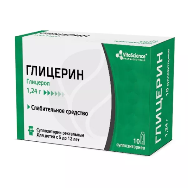 Изображение товара Глицерин суппозитории ректальные Vitascience 1,24г №10 - средство от запоров