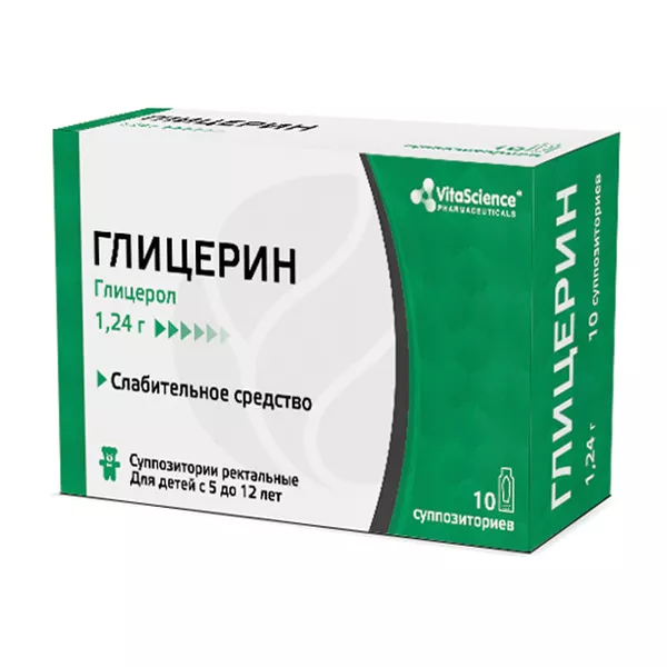 Изображение товара Глицериновый суппозиторий VitaScience 1,24 г для быстрого очищения кишечника Изображение товара Глицериновый суппозиторий VitaScience 1,24 г для быстрого очищения кишечника