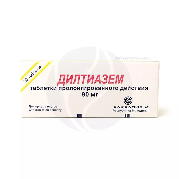 Изображение товара Дилтиазем таблетки пролонгированного действия 90мг, №30 Алкалоид