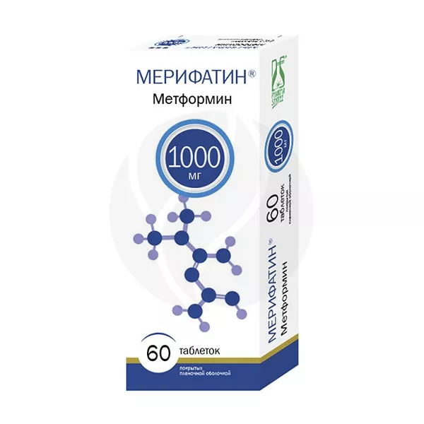 Изображение товара Мерифатин таблетки покрытые п/о 1000мг 60 штук Россия