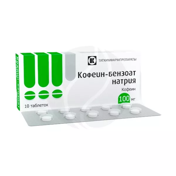 Изображение товара Кофеин-бензоат натрия таблетки 100 мг, 10 шт - бодрость и концентрация