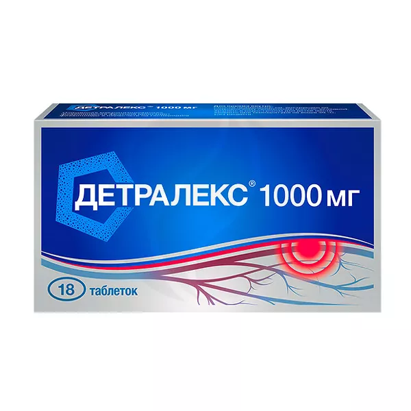 Изображение товара Детралекс таблетки покрыт. п/о 1000мг, №18 Изображение товара Детралекс таблетки покрыт. п/о 1000мг, №18